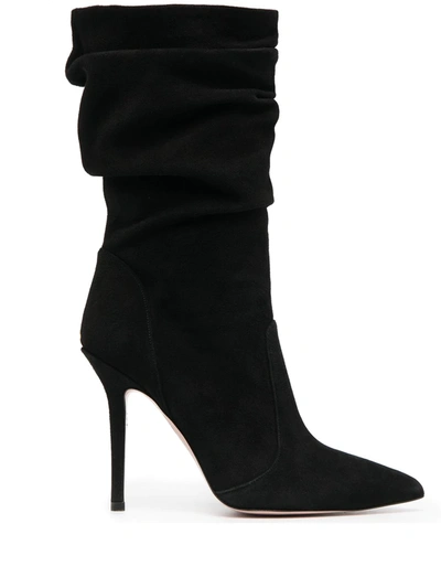 Liu •jo Ruched 110mm Suede Boots In Black