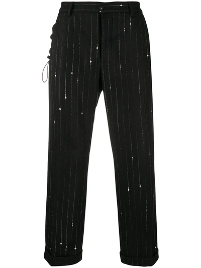 Corelate Striped Straight-leg Trousers In Black