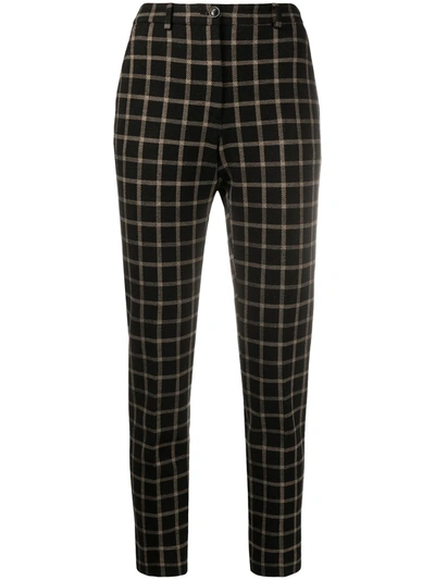 Seventy Skinny Checked Trousers American Pockets In Brown