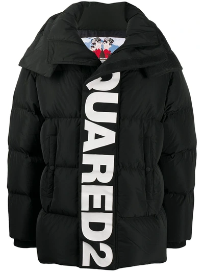 Dsquared2 Logo-print Padded Coat In Black