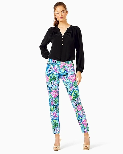 Lilly Pulitzer Women's 29" Kelly Knit Pant In Blue Size 16, Absolute Purrfection -  In Blue