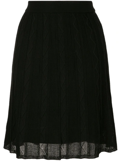M Missoni Ribbed-knit Midi Skirt In Black