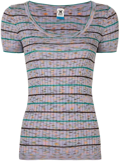 M Missoni Striped Ribbed T-shirt In Purple