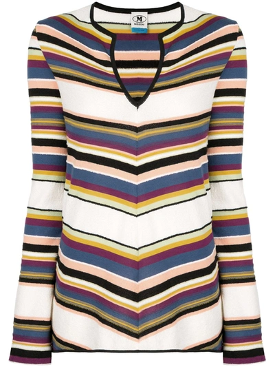 M Missoni Striped V-neck Jumper In Multicolour