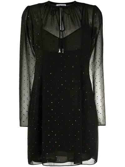 Patrizia Pepe Relaxed Fit Rhinestone Dress In Black