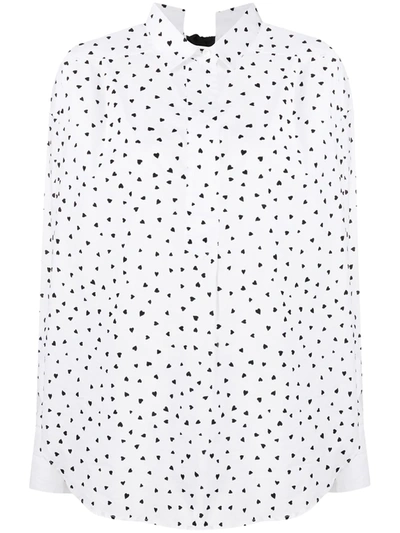 Ermanno Ermanno Oversized Heart Print Shirt In Black