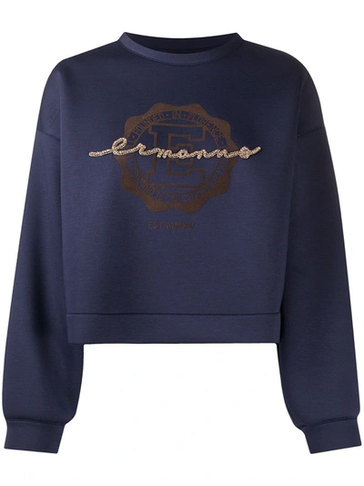 Ermanno Ermanno Logo Embroidered Sweatshirt In Blue