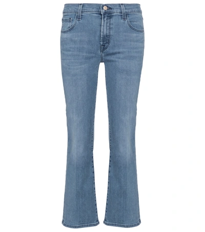 J Brand Sallie Distressed Mid-rise Bootcut Jeans In Blue