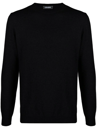 Cenere Gb Round Neck Cashmere-blend Jumper In Black