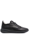 Geox Wavery Leather Sneaker In Blk Oxford