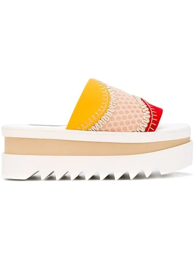 Stella Mccartney Peep-toe Platform Slides In Multicolour