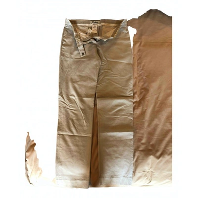 Pre-owned Chloé Straight Pants In Beige