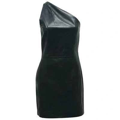 Pre-owned Saint Laurent Leather Mini Dress In Black