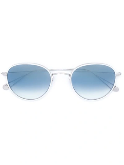 Garrett Leight Paloma Round Gradient Sunglasses, Light Blue