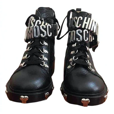 Pre-owned Moschino Black Leather Ankle Boots