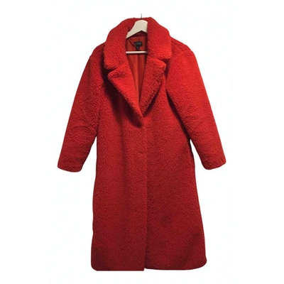 Pre-owned Topshop Tophop  Red Faux Fur Coat