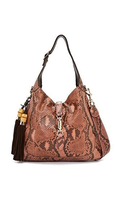 What Goes Around Comes Around Gucci Python New Jackie Shoulder Bag (previously Owned) In Pink
