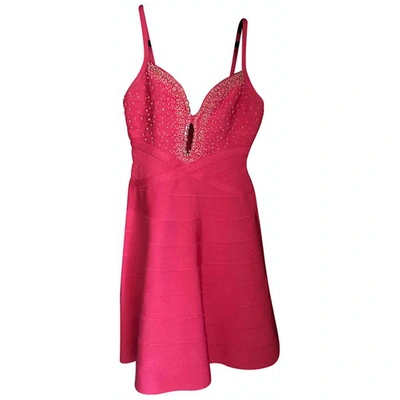 Pre-owned Herve Leger Mid-length Dress In Pink