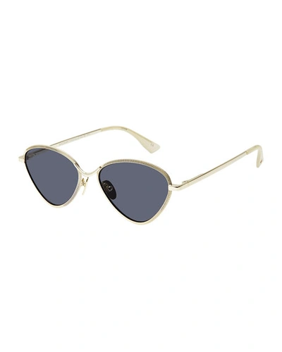 Le Specs Bazaar Laser-cut Geometric Sunglasses, Black/gold