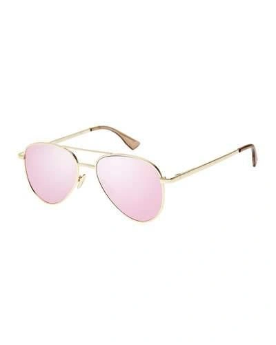 Le Specs Imperium Mirrored Aviator Sunglasses, Pink/gold