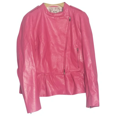Pre-owned Miu Miu Leather Jacket In Pink