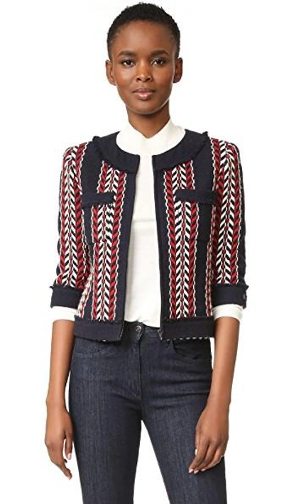 What Goes Around Comes Around Chanel Tweed Cardigan (previously Owned) In Red/white