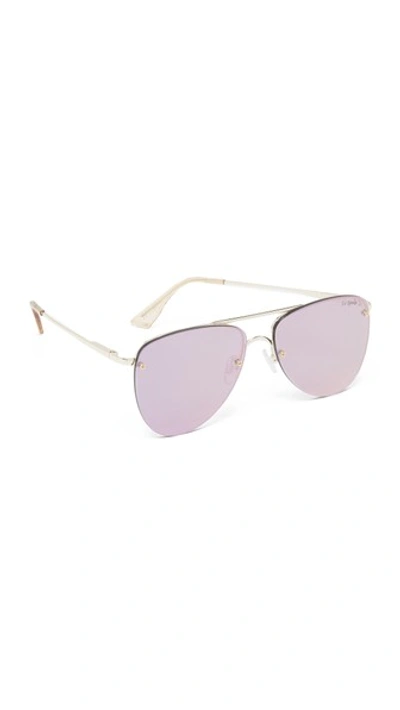 Le Specs The Prince Mirrored Sunglasses In Gold/blush Peach Revo | ModeSens