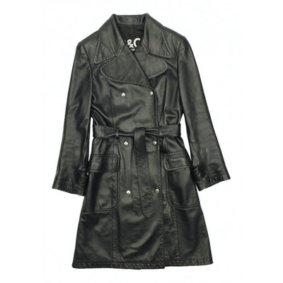 Pre-owned Dolce & Gabbana Leather Trench Coat In Black