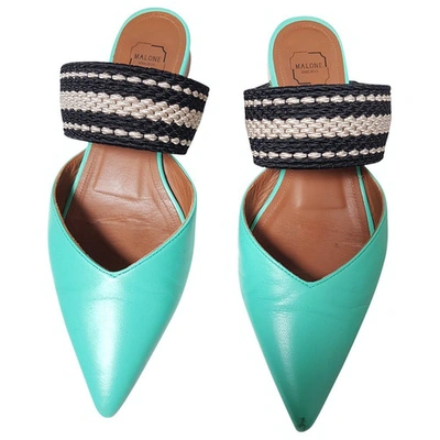Pre-owned Malone Souliers Leather Flats In Green