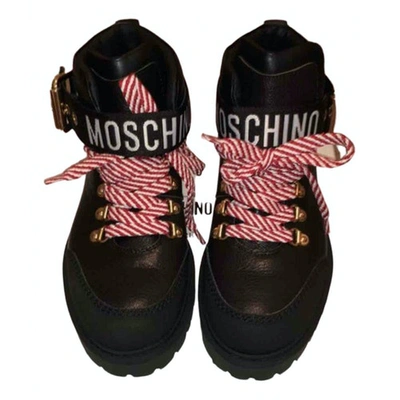 Pre-owned Moschino Black Leather Ankle Boots