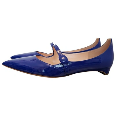 Pre-owned Rupert Sanderson Patent Leather Flats In Blue