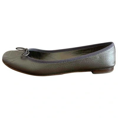 Pre-owned Gucci Leather Ballet Flats In Grey