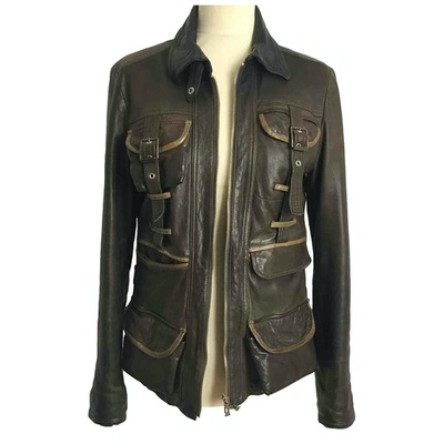 Pre-owned John Galliano Leather Jacket In Khaki