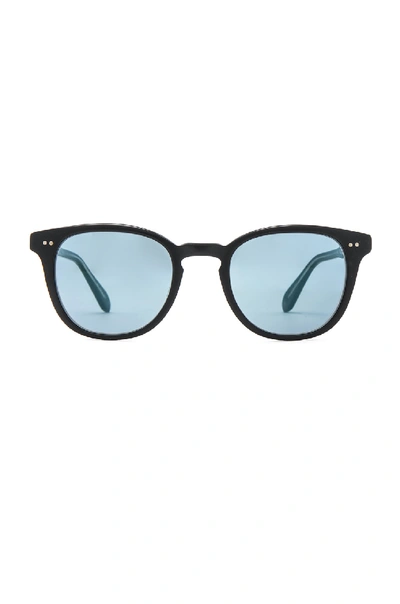 Garrett Leight Men's Mckinley Round Sunglasses, 45mm In Matte Black Crystal & Pure Cobalt