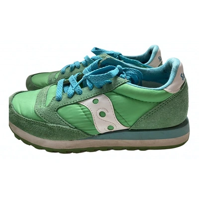 Pre-owned Saucony Cloth Trainers In Green