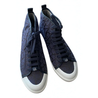 Pre-owned Calvin Klein Cloth High Trainers In Navy