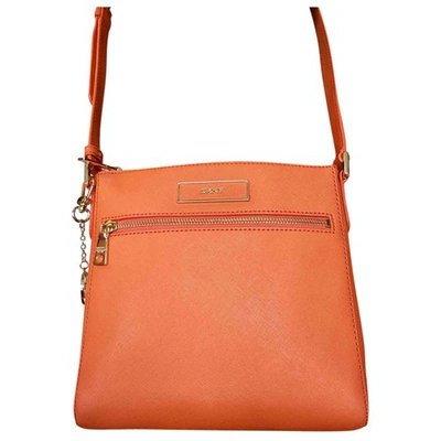 Pre-owned Dkny Leather Crossbody Bag In Orange