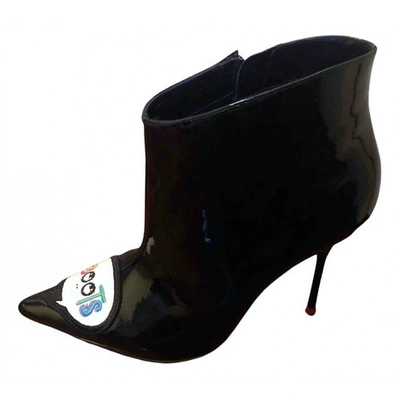 Pre-owned Sophia Webster Patent Leather Ankle Boots In Black