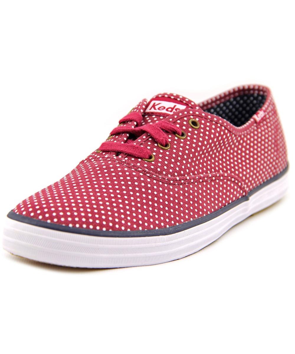 Keds Champion Micro Dot Women Round Toe Canvas Red Sneakers | ModeSens