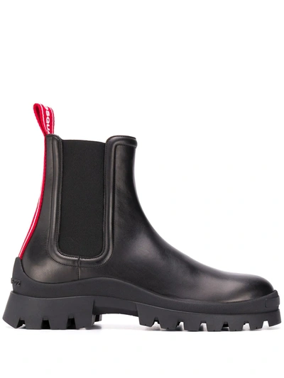 Dsquared2 Black Man Ankle Boot With Red Logoed Tape