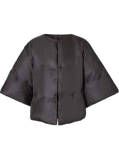 Burberry Quilted Silk Cape Jacket In Black