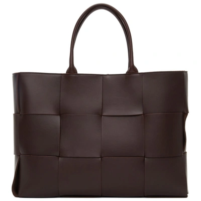 Bottega Veneta Burgundy Large Intrecciato Arco Tote In Brown