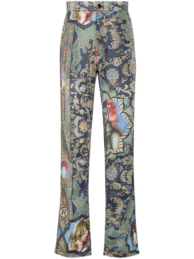 Martine Rose Paisley Print Straight-leg Trousers In Blue