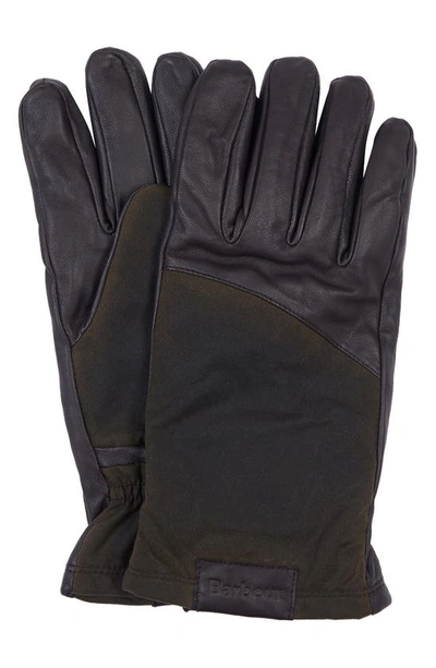 Barbour Hebden Leather Gloves In Dark Brown