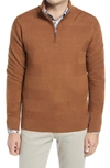 Bugatchi Stripe Merino Wool Blend Quarter Zip Pullover In Tobacco