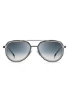 Hugo Boss 56mm Gradient Aviator Sunglasses In Black/ Ruthenium/ Blue