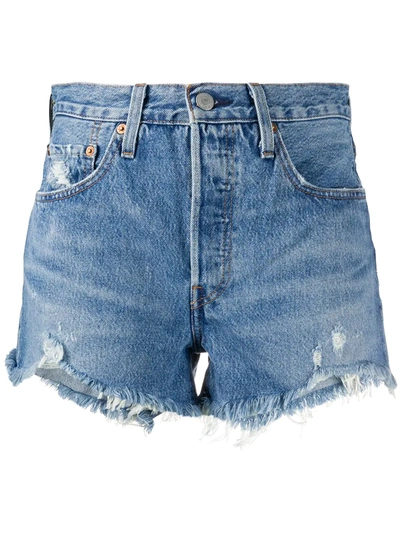 Levi's Distressed Jean Shorts In Blue