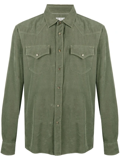Brunello Cucinelli Plain Cotton Shirt In Green
