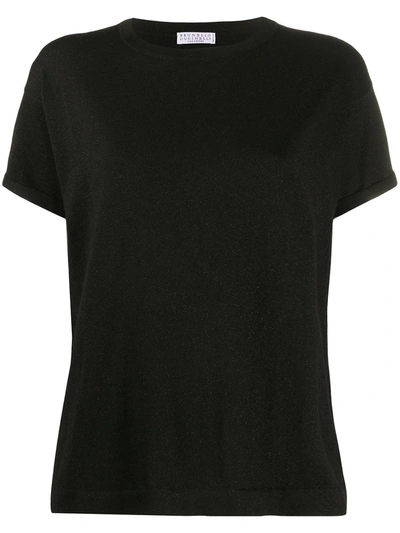Brunello Cucinelli Plain Knitted T-shirt In Black
