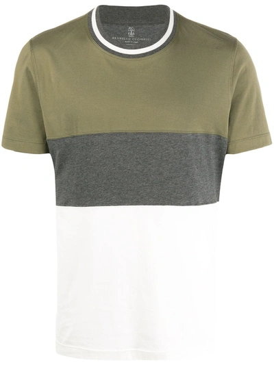 Brunello Cucinelli Block Stripe T-shirt In Green